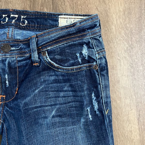 575 Denim Handmade in Los Angeles Designer Bootcut Distressed Jeans Sz 24 - Picture 8 of 13